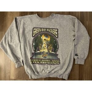 Vintage‎ Green Bay Packers Sweatshirt Mens Gray NFL Starter Super Bowl XXXI 90s